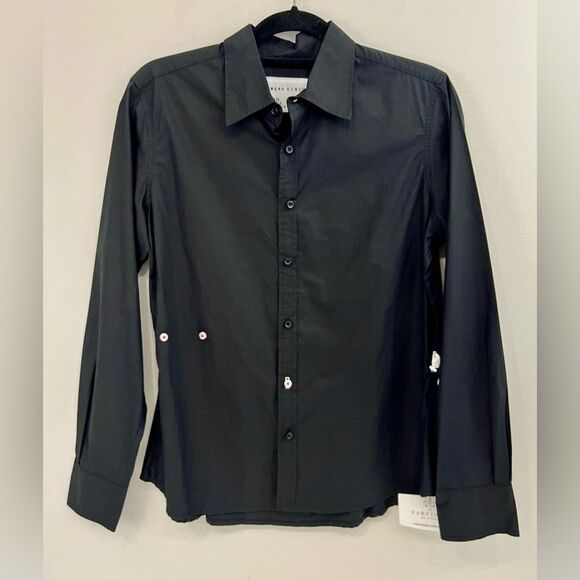 WEARCISCO paper cotton shirt in jet black Womens Large - Picture 3 of 9